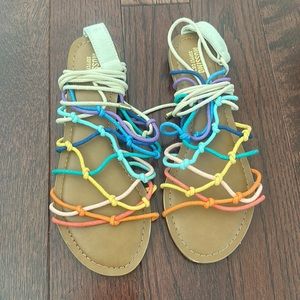 Rainbow 🌈 lace up flat sandal